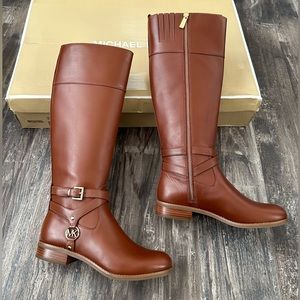 NIB Michael Kors Preston Leather Boots In Chestnut Size 6
